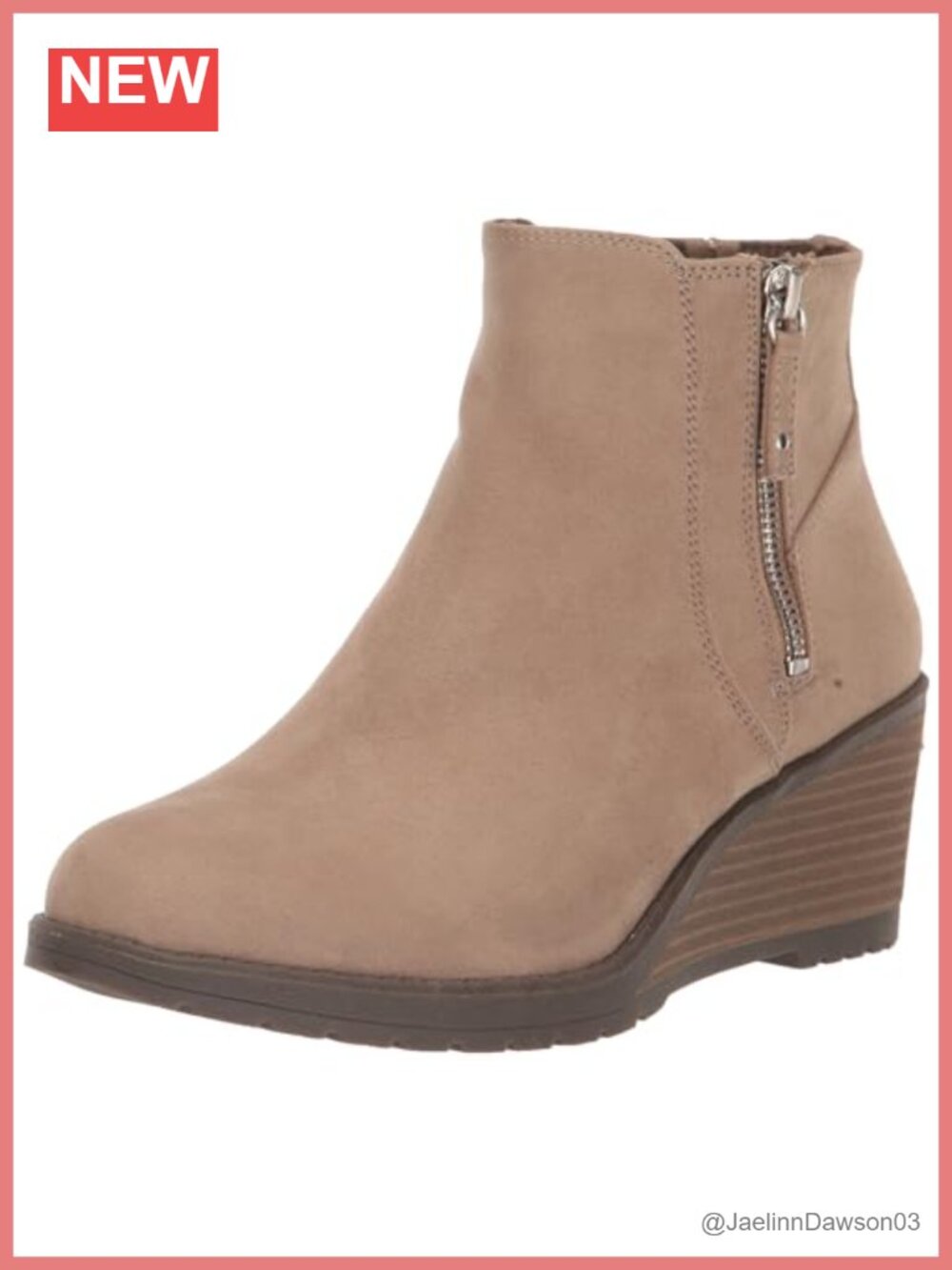 Faux Leather Wedge Ankle Bootie with Zipper